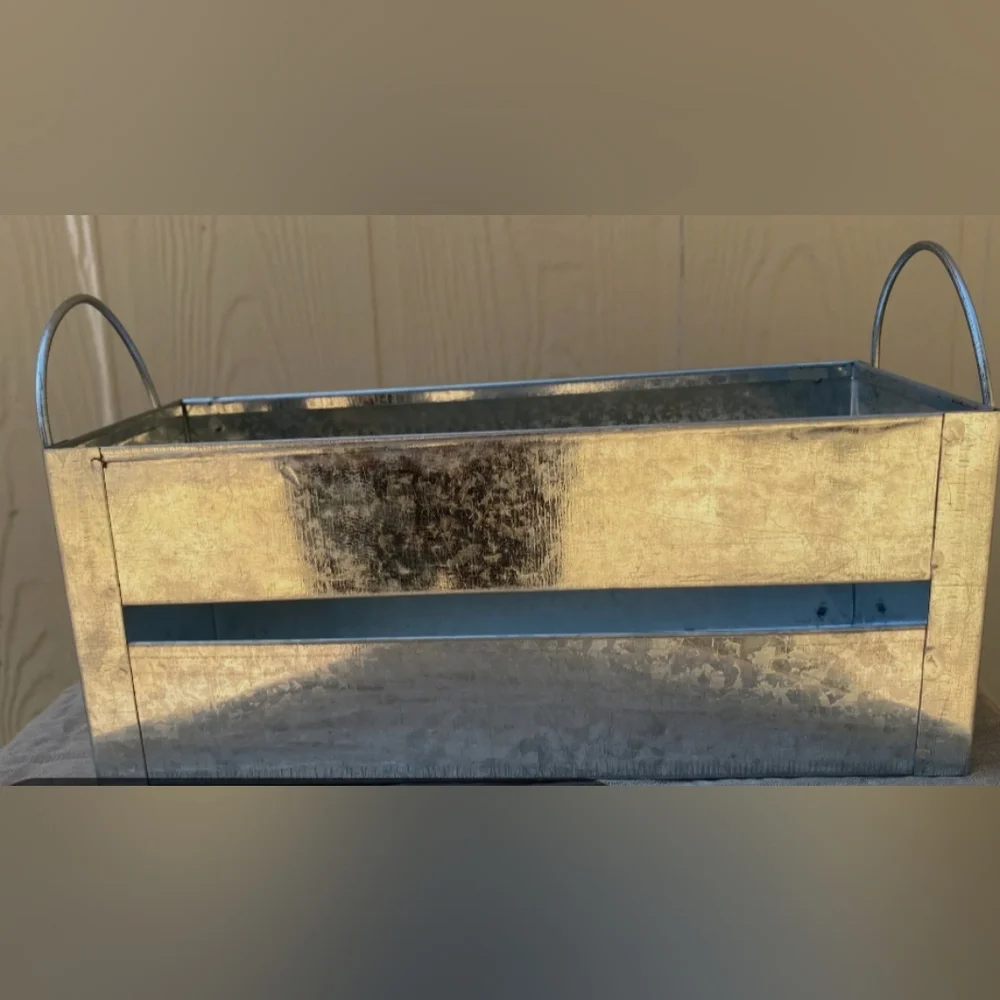 Tray Galvanized Square With Handle  New Out Tags